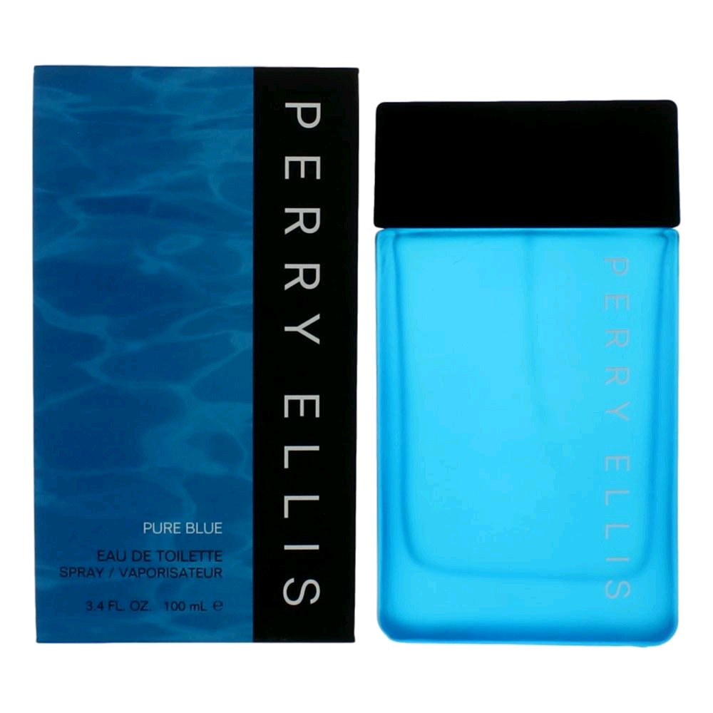 Bottle of Pure Blue by Perry Ellis, 3.4 oz Eau De Toilette Spray for Men